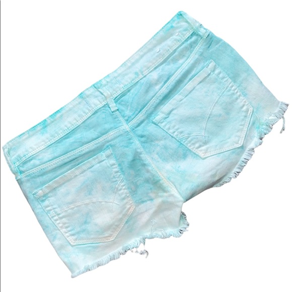 PacSun Bullhead 7” Low Rise Frayed Shorts Tie Dye Mint | Size 5 | - Picture 3 of 14